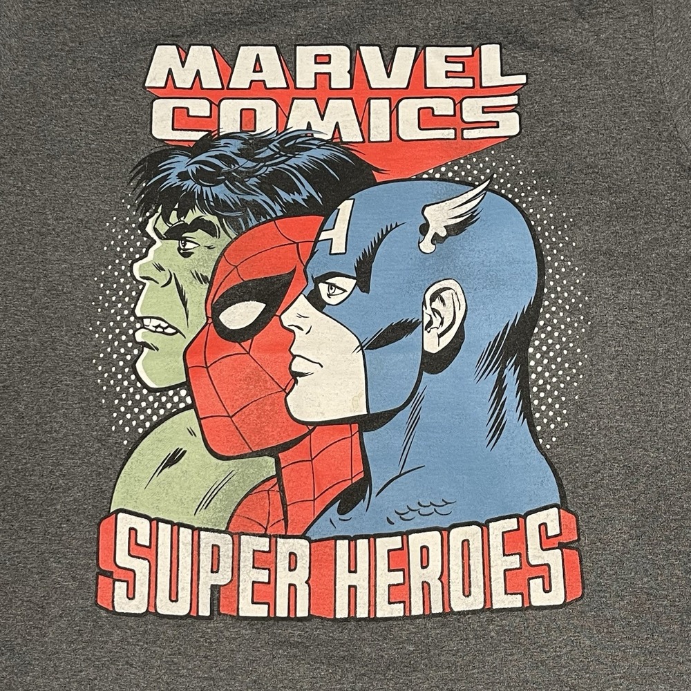 Marvel Shirt Adult Large Gray Spiderman Hulk Captain America Disney Parks - Picture 3 of 3